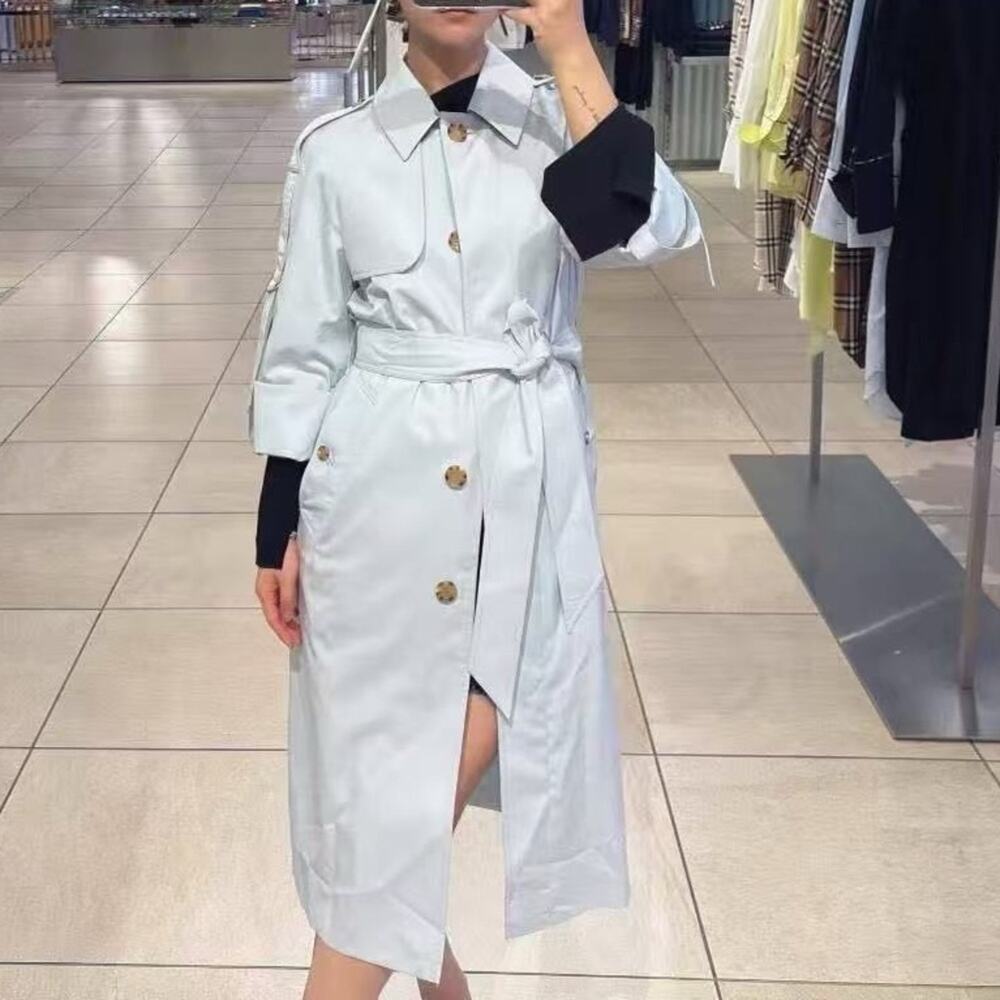 Sale ends 3/25 Burberry baby blue long Trench Coat US6 - Picture 11 of 11